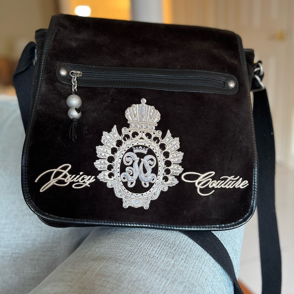 Black Velour Juicy Couture Laptop Bag